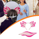 Maxbell Axolotl Headband and Tail Set Cute Axolotl Costume for Role Playing Festival Rose Red