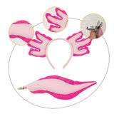 Maxbell Axolotl Headband and Tail Set Cute Axolotl Costume for Role Playing Festival Rose Red