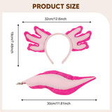 Maxbell Axolotl Headband and Tail Set Cute Axolotl Costume for Role Playing Festival Rose Red