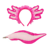 Maxbell Axolotl Headband and Tail Set Cute Axolotl Costume for Role Playing Festival Rose Red With lace