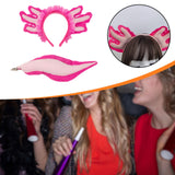 Maxbell Axolotl Headband and Tail Set Cute Axolotl Costume for Role Playing Festival Rose Red With lace