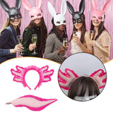 Maxbell Axolotl Headband and Tail Set Cute Axolotl Costume for Role Playing Festival Rose Red With lace