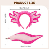 Maxbell Axolotl Headband and Tail Set Cute Axolotl Costume for Role Playing Festival Rose Red With lace