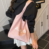 Maxbell Polyester Tote Bag for Women Washable Trendy Handbag for Vacation Gym Spring pink