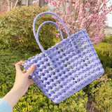 Maxbell Women's Woven Handbag Stylish Top Handle Bag for Commuting Vacation Shopping