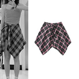 Maxbell Plaid Skirt Sturdy Women Novelty Half Body Spring Autumn Accessories Hip Hop Pink Black