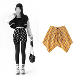 Maxbell Plaid Skirt Sturdy Women Novelty Half Body Spring Autumn Accessories Hip Hop Yellow