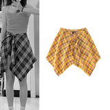 Maxbell Plaid Skirt Sturdy Women Novelty Half Body Spring Autumn Accessories Hip Hop Yellow