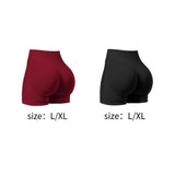 Maxbell Yoga Shorts High Waisted Soft Workout Gym Shorts for Running L Wine Red