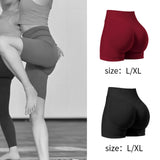 Maxbell Yoga Shorts High Waisted Soft Workout Gym Shorts for Running L Wine Red