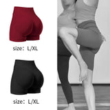 Maxbell Yoga Shorts High Waisted Soft Workout Gym Shorts for Running L Wine Red