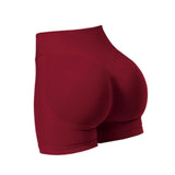 Maxbell Yoga Shorts High Waisted Soft Workout Gym Shorts for Running L Wine Red