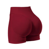 Maxbell Yoga Shorts High Waisted Soft Workout Gym Shorts for Running XL Wine Red