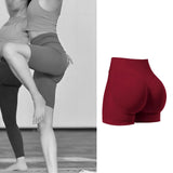 Maxbell Yoga Shorts High Waisted Soft Workout Gym Shorts for Running XL Wine Red