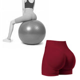 Maxbell Yoga Shorts High Waisted Soft Workout Gym Shorts for Running XL Wine Red