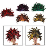 Maxbell Sequins Feather Headpiece Elegant Headwear for Stage Show Dance Role Playing red