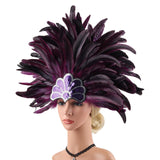Maxbell Sequins Feather Headpiece Elegant Headwear for Stage Show Dance Role Playing violet