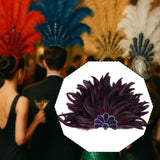 Maxbell Sequins Feather Headpiece Elegant Headwear for Stage Show Dance Role Playing violet
