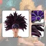Maxbell Sequins Feather Headpiece Elegant Headwear for Stage Show Dance Role Playing violet