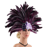Maxbell Sequins Feather Headpiece Elegant Headwear for Stage Show Dance Role Playing violet