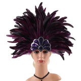 Maxbell Sequins Feather Headpiece Elegant Headwear for Stage Show Dance Role Playing violet