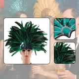 Maxbell Sequins Feather Headpiece Elegant Headwear for Stage Show Dance Role Playing green