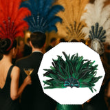 Maxbell Sequins Feather Headpiece Elegant Headwear for Stage Show Dance Role Playing green