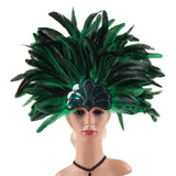 Maxbell Sequins Feather Headpiece Elegant Headwear for Stage Show Dance Role Playing green