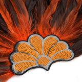 Maxbell Sequins Feather Headpiece Elegant Headwear for Stage Show Dance Role Playing orange