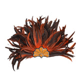 Maxbell Sequins Feather Headpiece Elegant Headwear for Stage Show Dance Role Playing orange