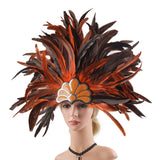 Maxbell Sequins Feather Headpiece Elegant Headwear for Stage Show Dance Role Playing orange