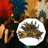 Maxbell Sequins Feather Headpiece Elegant Headwear for Stage Show Dance Role Playing yellow