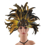 Maxbell Sequins Feather Headpiece Elegant Headwear for Stage Show Dance Role Playing yellow