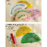 Maxbell Folding Hand Held Fan Versatile Wooden for Performance Dancing Props Wedding white