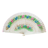 Maxbell Folding Hand Held Fan Versatile Wooden for Performance Dancing Props Wedding white