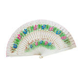 Maxbell Folding Hand Held Fan Versatile Wooden for Performance Dancing Props Wedding white