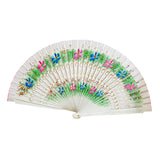 Maxbell Folding Hand Held Fan Versatile Wooden for Performance Dancing Props Wedding white