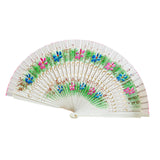 Maxbell Folding Hand Held Fan Versatile Wooden for Performance Dancing Props Wedding white