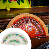 Maxbell Folding Hand Held Fan Versatile Wooden for Performance Dancing Props Wedding white
