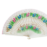 Maxbell Folding Hand Held Fan Versatile Wooden for Performance Dancing Props Wedding white