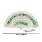 Maxbell Folding Hand Held Fan Versatile Wooden for Performance Dancing Props Wedding white