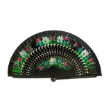 Maxbell Folding Hand Held Fan Versatile Wooden for Performance Dancing Props Wedding black