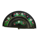 Maxbell Folding Hand Held Fan Versatile Wooden for Performance Dancing Props Wedding black