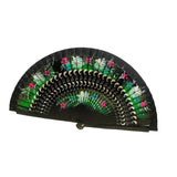 Maxbell Folding Hand Held Fan Versatile Wooden for Performance Dancing Props Wedding black