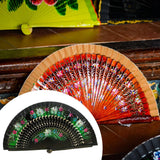 Maxbell Folding Hand Held Fan Versatile Wooden for Performance Dancing Props Wedding black