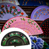 Maxbell Folding Hand Held Fan Versatile Wooden for Performance Dancing Props Wedding black