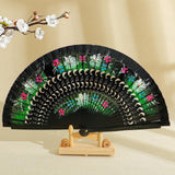 Maxbell Folding Hand Held Fan Versatile Wooden for Performance Dancing Props Wedding black