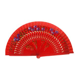 Maxbell Folding Hand Held Fan Versatile Wooden for Performance Dancing Props Wedding red