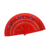 Maxbell Folding Hand Held Fan Versatile Wooden for Performance Dancing Props Wedding red