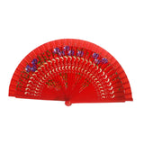 Maxbell Folding Hand Held Fan Versatile Wooden for Performance Dancing Props Wedding red